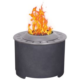 Afterglow Smokeless Fire Pit, 20.5" Round Wood Burning Stainless Steel Top & TerraFab Base