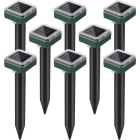 8 Pack Solar Ultrasonic Animal Repeller, IP44 Waterproof Mole Repellent with Ground Spikes, Solar Powered Pest Control Device for Yard, Garden