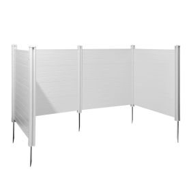 4 Panels Outdoor Privacy Screen, 50 x 50 in Air Conditioner Fence with 27.6 in Ground Stakes, Pool Equipment Enclosure, Horizontal Vinyl Privacy
