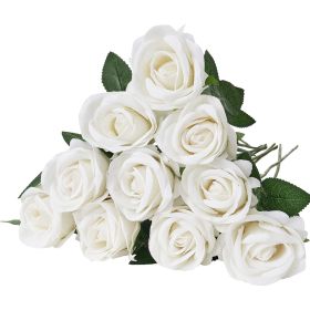 Artificial Flowers, 120 pcs Real Looking White Foam Fake Roses Bulk, White Faux Bridal Shower with Stems for DIY Wedding Bouquets