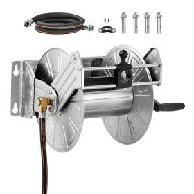 Wall Mounted Garden Hose Reel, Holds 150 ft 5/8-inch Water Hose Winder, Heavy-Duty Stainless Steel