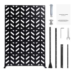Metal Privacy Screen, 47" W x 72" H, Outdoor Privacy Screens 5-Panel, Freestanding Outdoor Divider with Stand