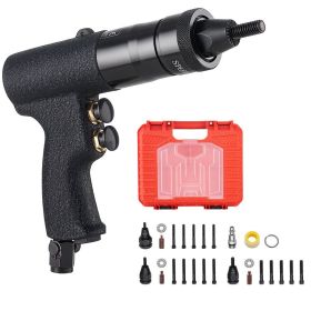 Pneumatic Rivet Nut Gun Kit With 1/4" 5/16" 10/24" 3/8" Gun Heads, 20PCS Mandrels, 2500LBS Force, Forward & Reverse Switch, Air Rivet Nut Tool Fo (Option: default)
