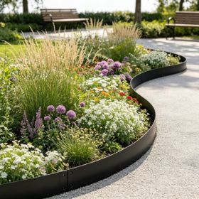 5-Pack Black Steel Landscape Edging 39inch X 4inch With Rust-Resistant Finish (Option: 15591475)