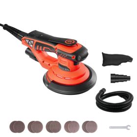 6-Inch Random Orbital Sander 400W Brushless Orbital Sander, 4000-10000RPM 7 Speeds Electric Palm Sanders With 10PCS Sandpapers, Dust Bag & Vacuum (Option: default)