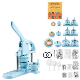 Button Maker Machine 1"/1.25"/2.25"(25/32/58 Mm) Pin Maker Blue, With 300pcs Button Parts, Circle Cutter And Magic Book, Ergonomic Handle, For DI (Option: default)