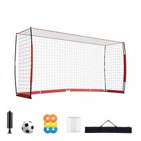 Soccer Goal 12 X 6 FT Soccer Net For Backyard Collapsible Base Red, Portable & Quick Setup Set, With Metal Base, Carry Bag, Ground Stakes, For Yo (Option: default)