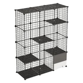 Cat Cage 4-Tier 40.98"x13.98"x55" DIY Cat Playpen With Litter Box, Indoor Enclosure Detachable Metal Wire Kennel Crate, Large Exercise Place For (Option: default)