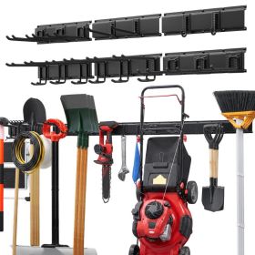Garage Tool Organizer 99 Inch 1200 Lbs Wall Mount Garden Tool Rack, Heavy Duty Garage Hanging Storage Rack Organization With 6 Rails And 16 Adjus (Option: default)