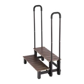 Hot Tub Steps With Handrail 2-Step Spa Outdoor Stairs 550lbs Capacity, 32.3in Wide Step, Steel & Plastic, Easy Assembly, Non-Slip Step Ladder For (Option: default)