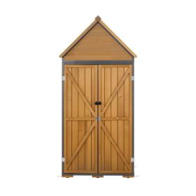 Outdoor Storage Shed, 44.09" X 66.93" Wood & Metal Garden Tool Shed With Lockable Doors & Sloped Roof, Waterproof Outside Storage Cabinet With Sh (Option: default)
