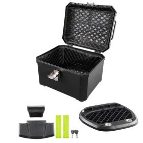 Motorcycle Top Case 45L Universal Waterproof ABS Motorcycle Tail Case, Detachable Motorbike Top Box With Security Lock & Leather Liner For Luggag (Option: default)