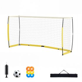 Soccer Goal 12 X 6 FT Soccer Net For Backyard Collapsible Base Yellow, Portable & Quick Setup, With Metal Base, Carry Bag, Ground Stakes, For You (Option: default)