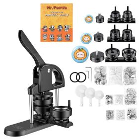 Button Maker Machine 1"/1.25"/2.25"(25/32/58 Mm) Pin Maker Black, With 300pcs Button Parts, Circle Cutter And Magic Book, Ergonomic Handle, For D (Option: default)