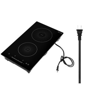 Induction Cooktop 12in 2 Burners Built-in Electric Stove 110V 1800W, Low-Power Continuous Heating, Countertop Induction Burner, 9 Power Levels, L (Option: default)