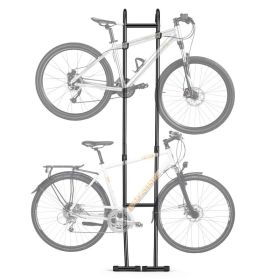 Bike Stand For 2 Bikes, Freestanding Vertical Bike Storage Rack, With Height-Adjustable Hooks, Heavy-Duty Carbon Steel Standing Bicycle Floor Sta (Option: default)