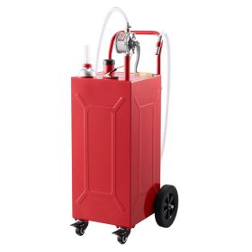30 Gallon Fuel Gas Caddy, Carbon Steel, Portable Fuel Transfer Storage Tank With Manual Pump And 4 Wheels, Gasoline Diesel Can Container, For Car (Option: default)