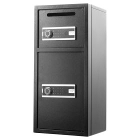 Double Door Safe Box, 3.3 Cu. Ft, Heavy Duty Home Safe With Electronic Keypad, Anti-Theft, Digital Safety Lock Box With Key, Drop Slot, For Money (Option: default)