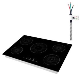 Induction Cooktop 30in 5 Burners Built-in Electric Stove 220V 9200W, Low-Power Continuous Heating, Induction Burner For Kitchen, 9 Power Levels, (Option: default)