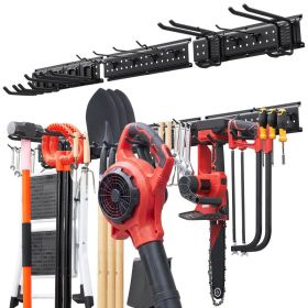 Garage Tool Organizer 49.5 Inch 600 Lbs Wall Mount Garden Tool Rack, Heavy Duty Garage Hanging Storage Rack Organization With 3 Rails And 12 Adju (Option: default)