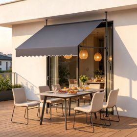 78inch Manual Retractable Patio Awning, Height Adjustable Sunshade Canopy With Crank Handle For & Balcony (Option: 57109851)