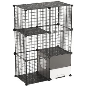 Cat Cage 3-Tier 28"x17.91"x40.98" DIY Cat Playpen With Litter Box, Indoor Enclosure Detachable Metal Wire Kennel Crate, Large Exercise Place Idea (Option: default)