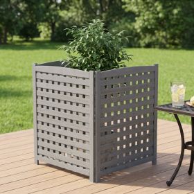 3-Panel Outdoor Air Conditioner Fence Screen, Outside Wood Privacy Fence, 32" W x 38" H (Color: as Pic)