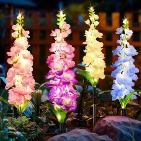 4 Pack Solar Delphinium Flowers Lights, Solar Garden Lights, For Outside Wedding Party Garden Yard Patio Lawn Decor And Gift For Women (Quantity: 8pcs)
