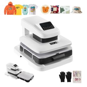 Auto Heat Press Machine 15 X 15 Inch T-Shirt Press Machine White, Auto Release And Adjustable Pressure, Digital Display, Rapid And Even Heating, (Option: default)