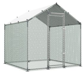 Large Metal Chicken Coop 6.6x6.6x6.6 Ft Walk-in Chicken Run House, Spire Roof Hen House Enclosure With Cover And Security Lock, Outdoor Duck Rabb (Option: default)