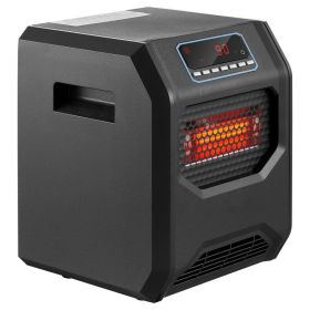 Infrared Heater 1500W Electric Space Heater With Remote Control Black, 3 Heat Settings, 12H Timer, Overheat Shutoff, Portable Wheels, Premium ABS (Option: default)