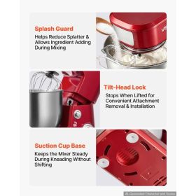 5.3+4.2 Qt Tilt Head Stand Mixer 400W Electric Dough Mixer, 3 Speeds Food Kitchen Mixer With Stainless Steel Bowl, Splash Guard, Dough Hook, Whis (Option: default)